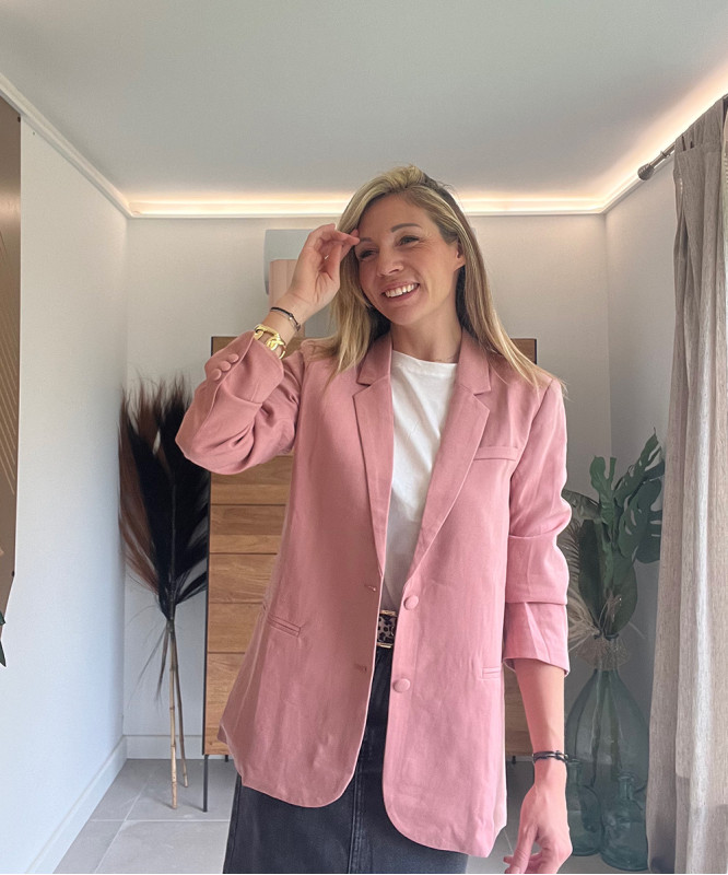 Veste oversize rose poudrée