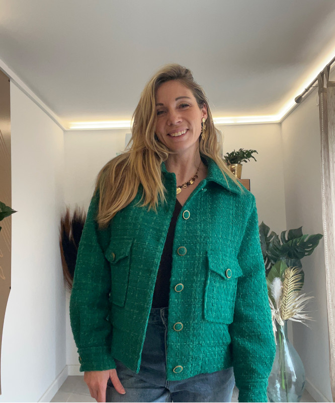 Veste verte Suncoo en tweed